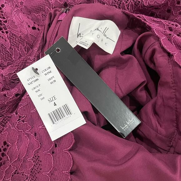 NEW Nicole Miller Lace Keyhole Dress in Wine Size 4 - Picture 5 of 5